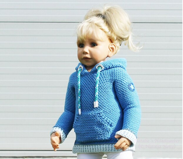 Hoody "Jeans", children (size 2-8 y., knitted look, link to video)