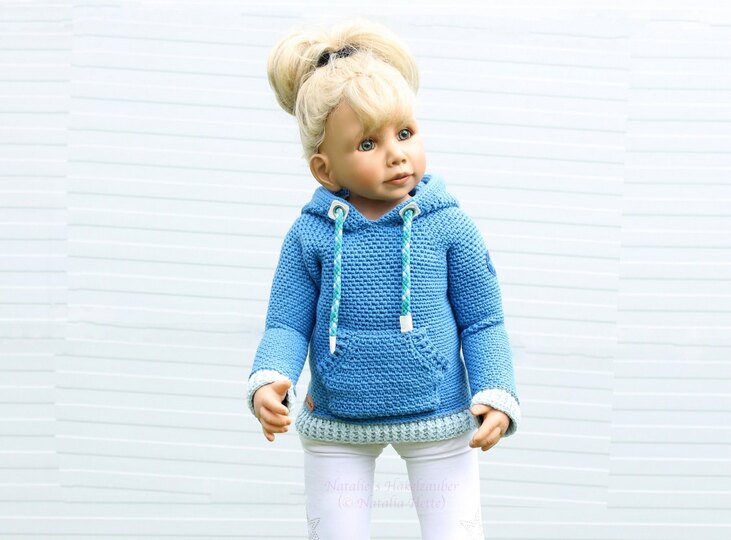 Hoody "Jeans", children (size 2-8 y., knitted look, link to video)