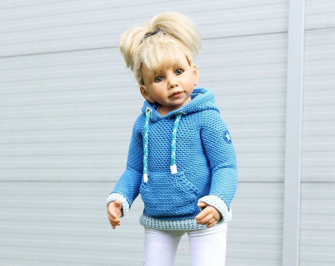 Hoody "Jeans", children (size 2-8 y., knitted look, link to video)