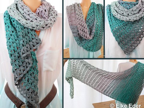 Häkelanleitung Dreieckstuch "Sanfte Brise" mit 1 Bobbel gehäkelt