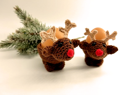 Rentier Eierbecher Häkelanleitung