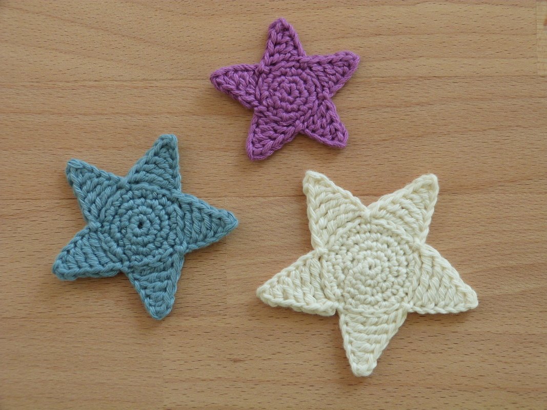 Häkelanleitung für Stern-Applikationen in 3 Größen