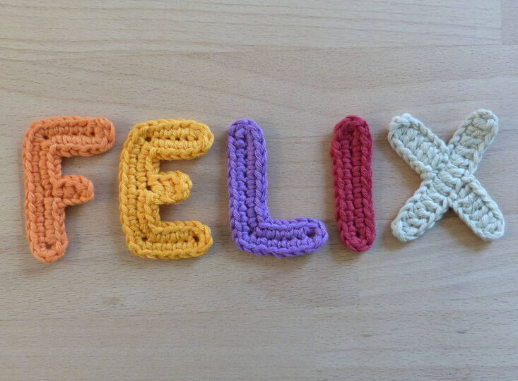 Crochet pattern alphabetic characters, letters from A to Z