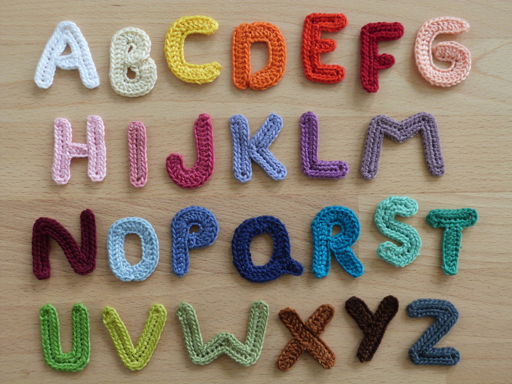 Crochet pattern alphabetic characters, letters from A to Z