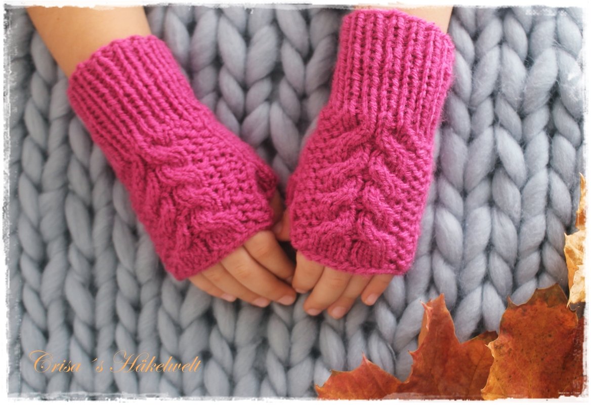 Strickanleitung Stulpen ++ Luisa ++ mit Zöpfchen, alle Größen (Erwachsene und Kinder)