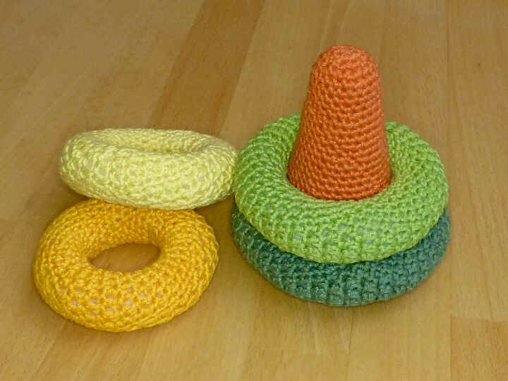 Crochet pattern for a baby toy "Stacking tower"