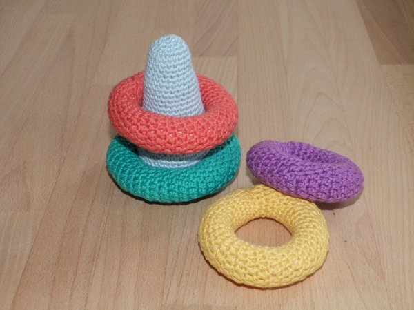 Crochet pattern for a baby toy "stacking tower"