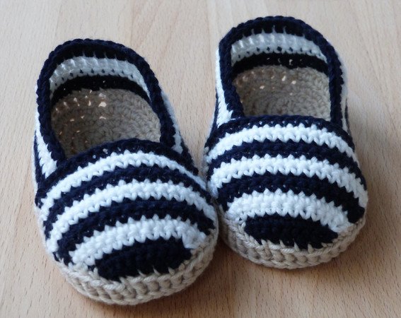 Häkelanleitung für Baby-Schuhe "Espadrilles" in 2 Größen