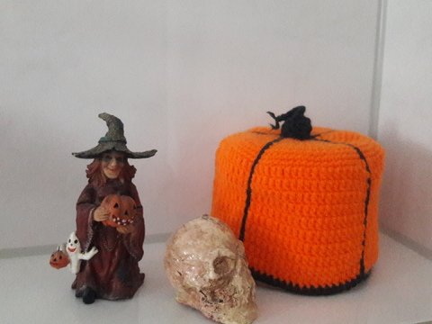 Häkelanleitung Klorolle Halloween Kürbis, Pumpkin