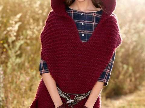 Gestrickter Kapuzenponcho Insa