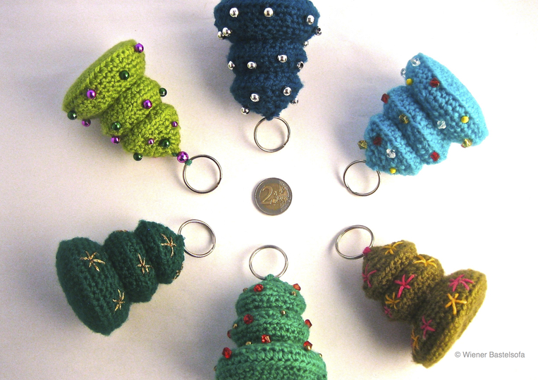 Täschchen „Bäumchen“ für Einkaufschip oder Gutschein, Schlüsselanhänger, Taschenbaumler, Weihnachtsbaum