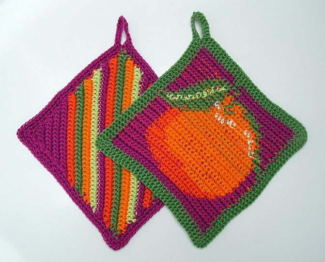 Häkelanleitung Topflappenset "Orange"