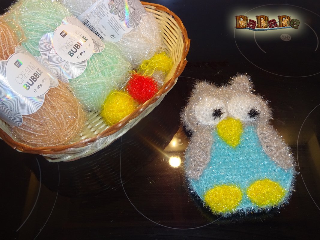 Spülschwamm oder Duschschwamm Eule, gehäkelt von Dadade - Bild 3