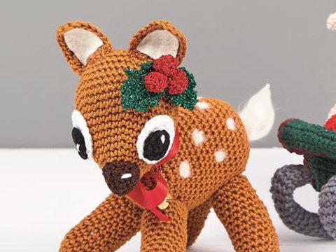 Amigurumi Rehkitz mit glitzerndem Haar-Weihnachtsschmuck