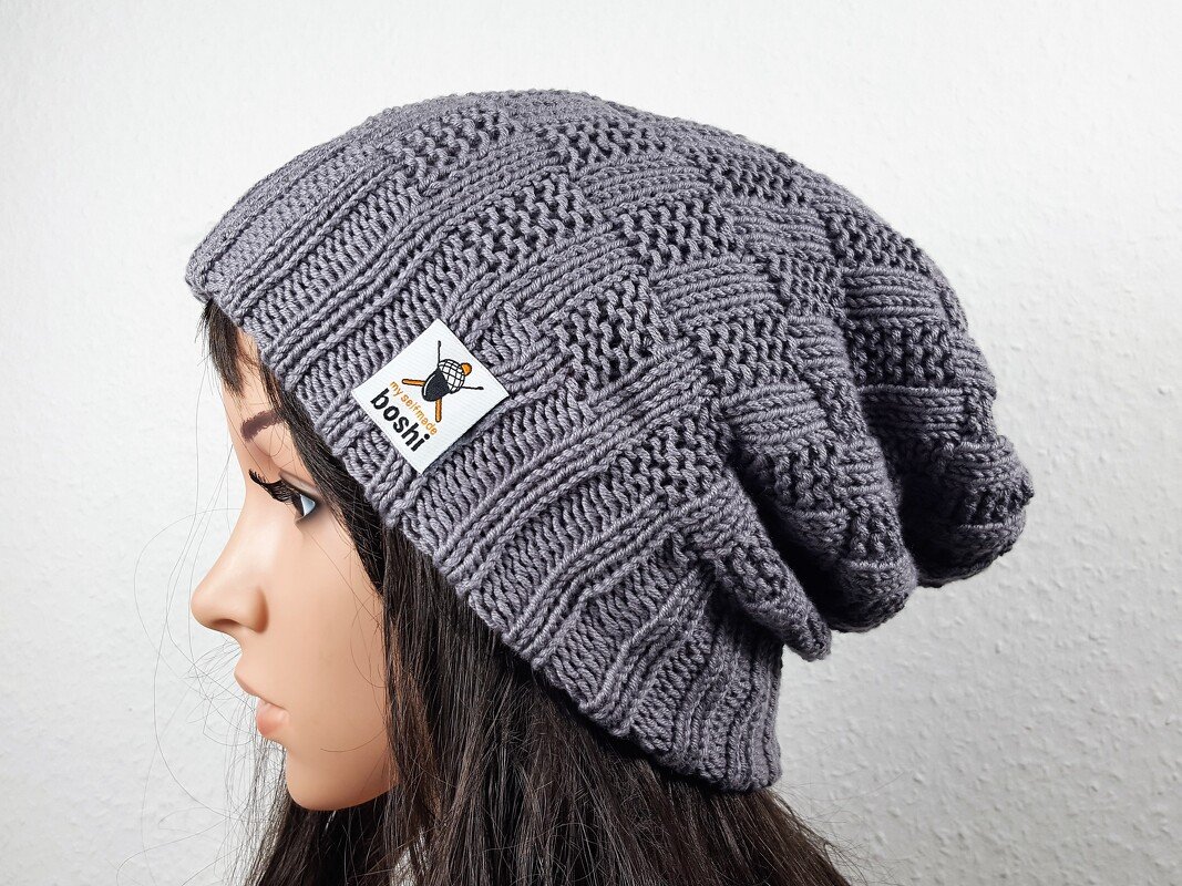 89 Strickanleitung Beanie Longbeanie 2 Anleitungen Winterbeanie und Herbstbeanie titangrau unisex