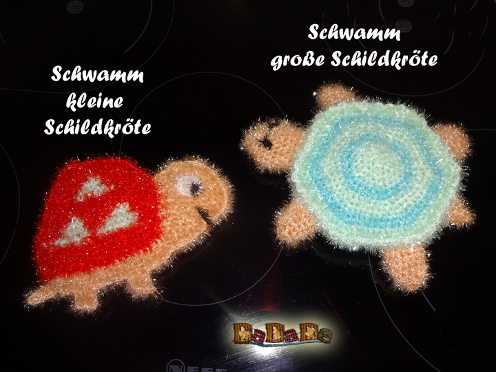 Spül- oder Duschschwamm kleine Schildkröte, gehäkelt von Dadade