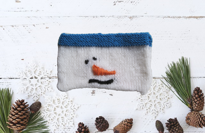 Strickanleitung Schneemanntasche 21 x 12 cm, perfekt für kleine Utensilien