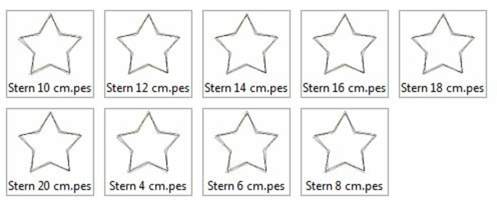 Doodle Stickdatei für Stern Applikation in 9 Größen