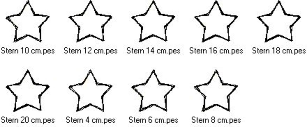 Doodle Stickdatei für Stern Applikation in 9 Größen