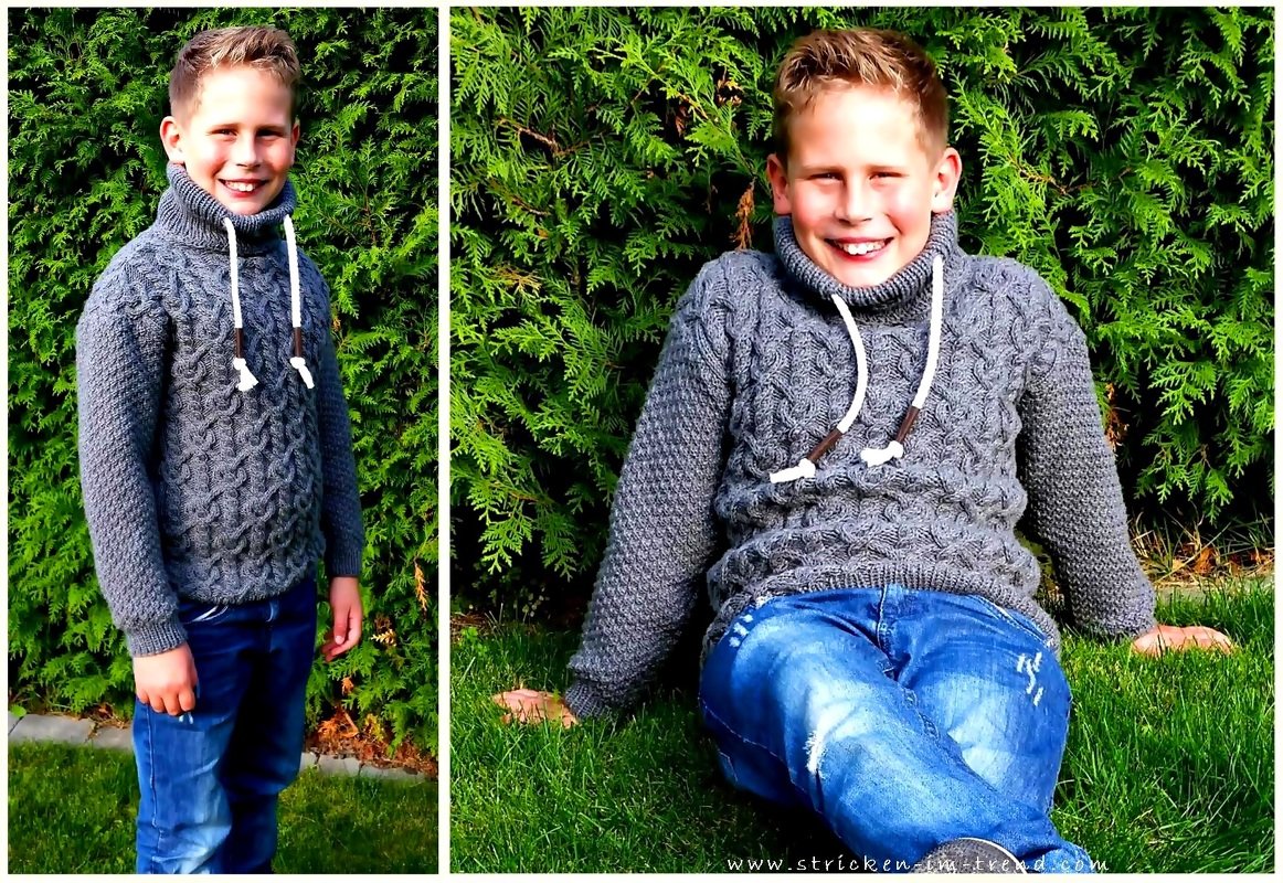 Strickanleitung für Kinderpullover mit Rollkragen | Hoody *tresse moderne*