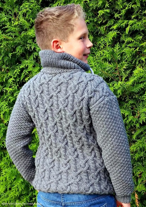 Strickanleitung für Kinderpullover mit Rollkragen | Hoody *tresse moderne* - Bild 6