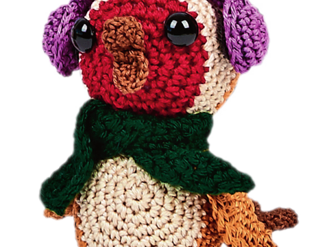 Amigurumi Rotkehlchen mit Schal und Ohrwärmern