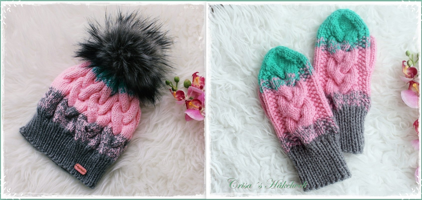 Strickanleitung Set ++ Diva ++ Mütze und Fäustlinge, alle Größen