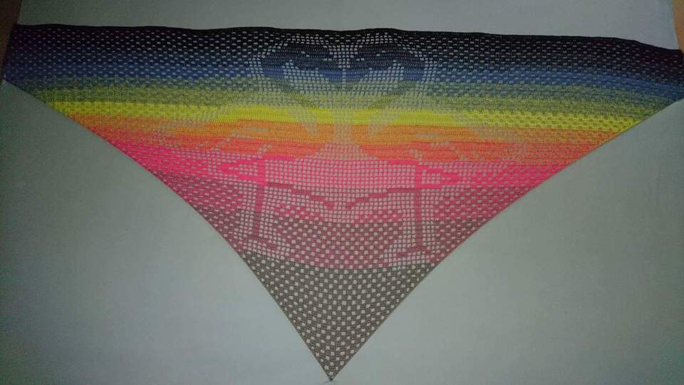 Motivtuch Flamingo, Dreieckstuch, Häkelanleitung