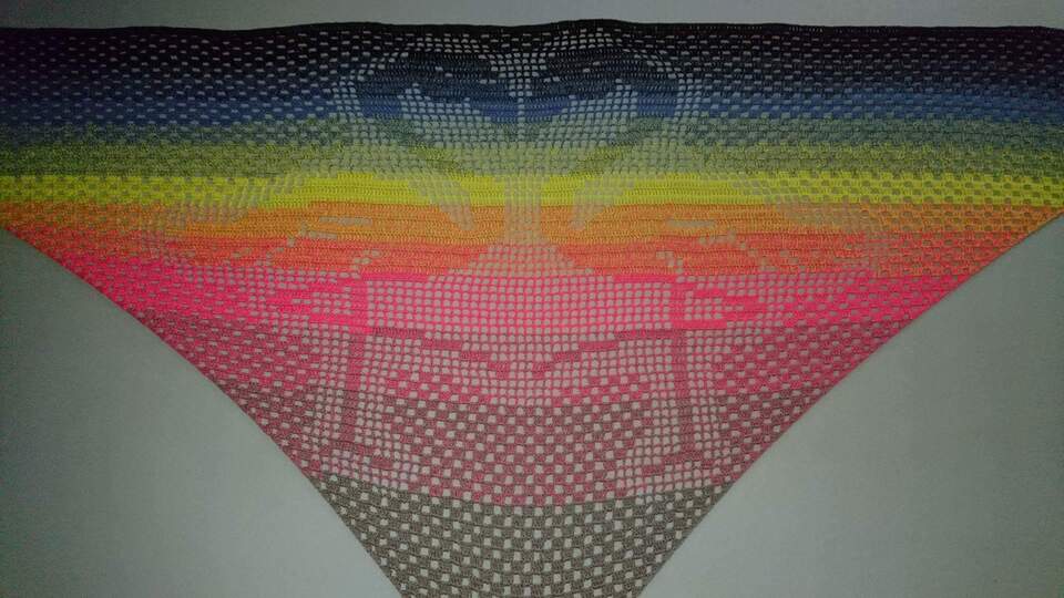 Motivtuch Flamingo, Dreieckstuch, Häkelanleitung