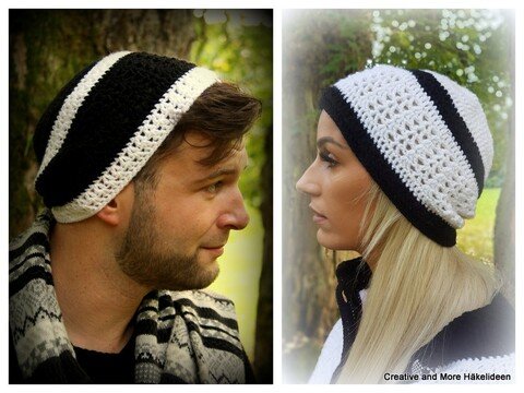 Häkelanleitung Beanie "Black and White"