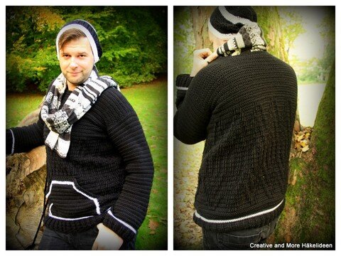 Häkelanleitung Pullover "Black and White" - Unisex für alle Größen -