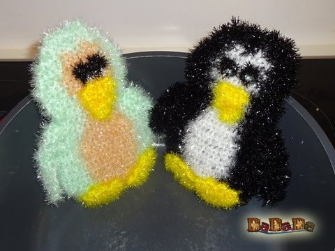Schwamm Pinguin, für Bad und Küche, gehäkelt von Dadade