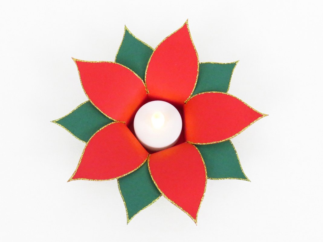 Teelichthalter – Weihnachtsstern, einfach – Bastelvorlagen und Anleitung