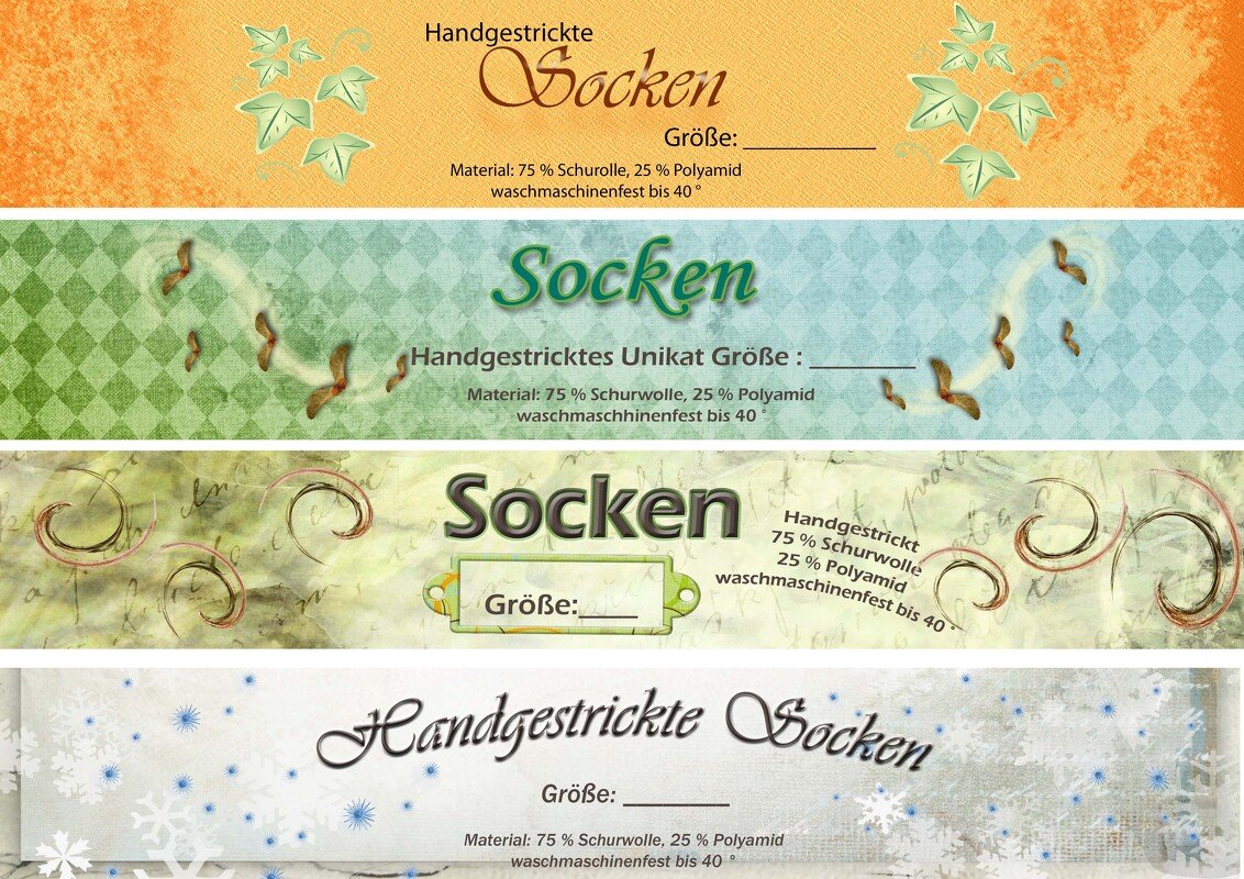 Banderole / Verpackung für selbstgestrickte Socken *Herbst*