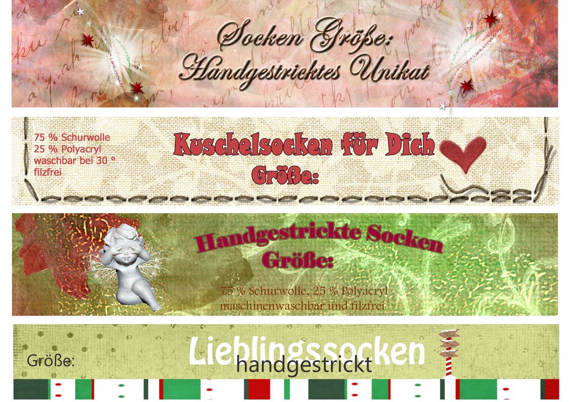 Banderole / Verpackung für selbstgestrickte Socken * Weihnachten *