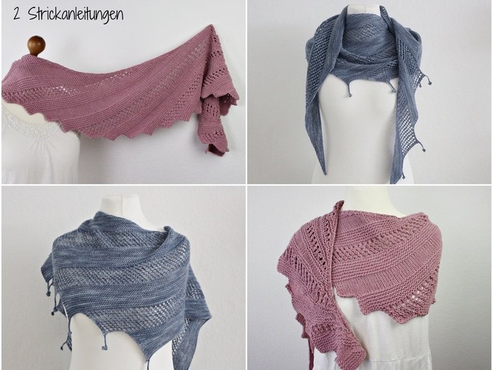 Knitting Pattern PDF Shawl Bundle – Two Asymmetrical Dragon Tail Shawls