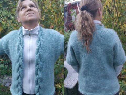 Kuscheljacke "Eisblau" mit halbem Arm in Gr. 38/40