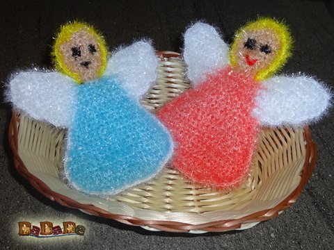 Spül- oder Duschschwamm für Weihnachten,  Engel, gehäkelt von Dadade
