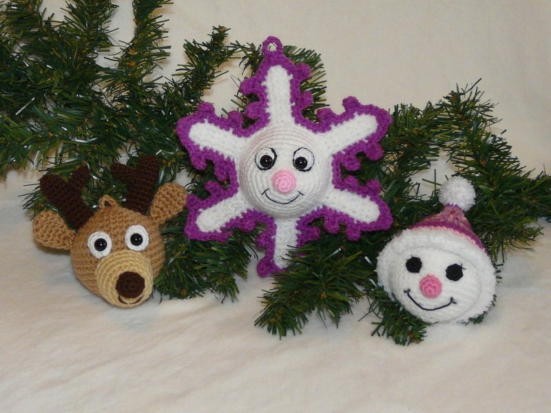 Häkelanleitung Weihnachtsbaumkugeln, Schneemann, Rentier und Schneeflocke - Bild 2