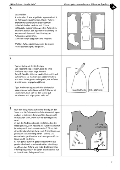 Schnittmuster und Nähanleitung Hoodie Julia