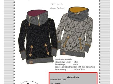 Schnittmuster und Nähanleitung Hoodie Julia