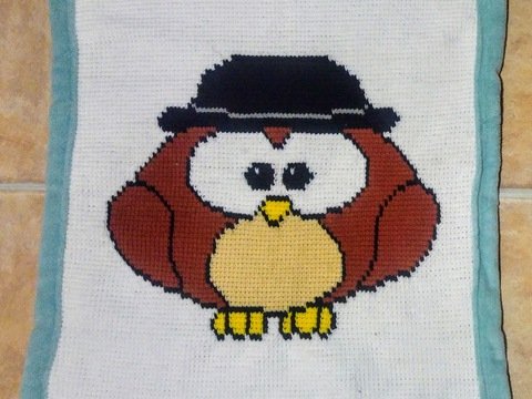 Decke für Neugeborene (Eule mit Hut)