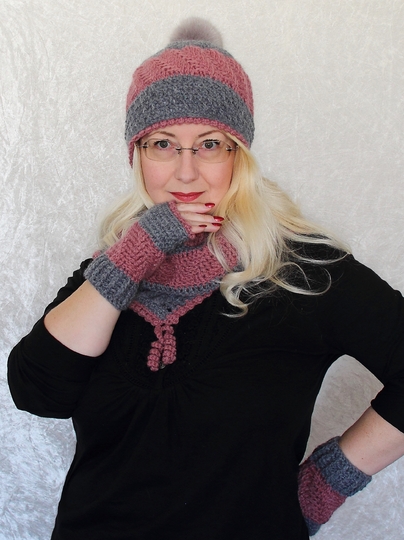 Häkelanleitung Mütze / Beanie und Pulswärmer Snuggly