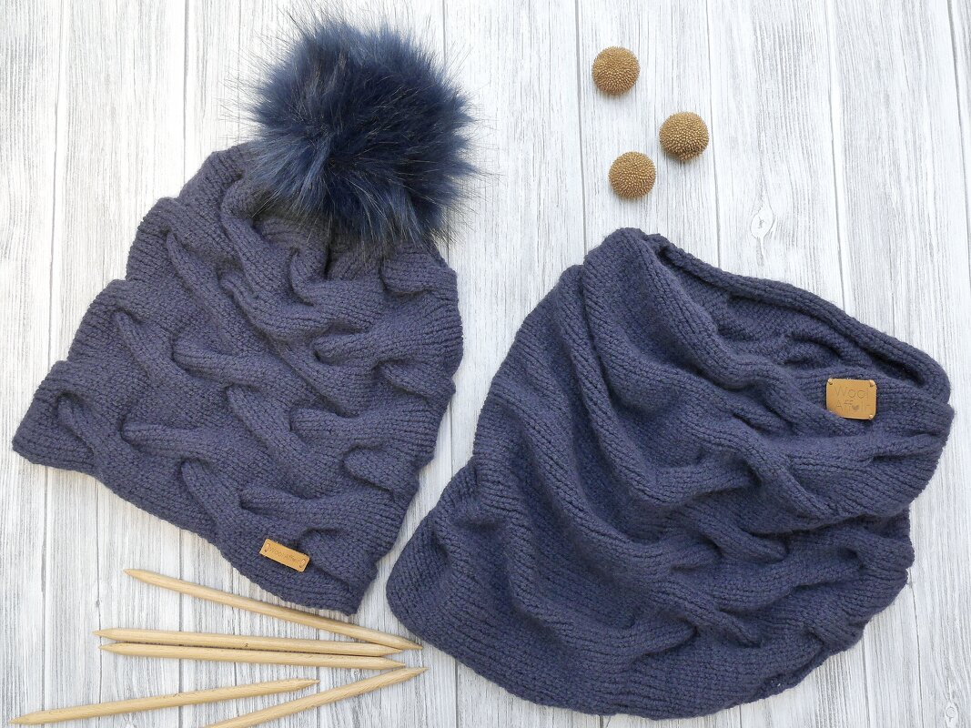 Knitting Pattern – Cable Knit Set – Beanie &amp; Loop – No.109S/E