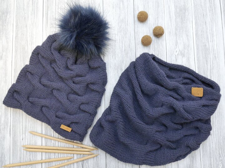 Strickanleitung - Verzopftes Set - Mütze und Loop stricken - No.109A