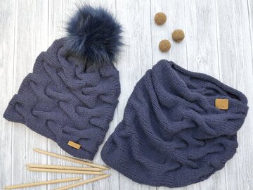 Strickanleitung - Verzopftes Set - Mütze und Loop stricken - No.109A