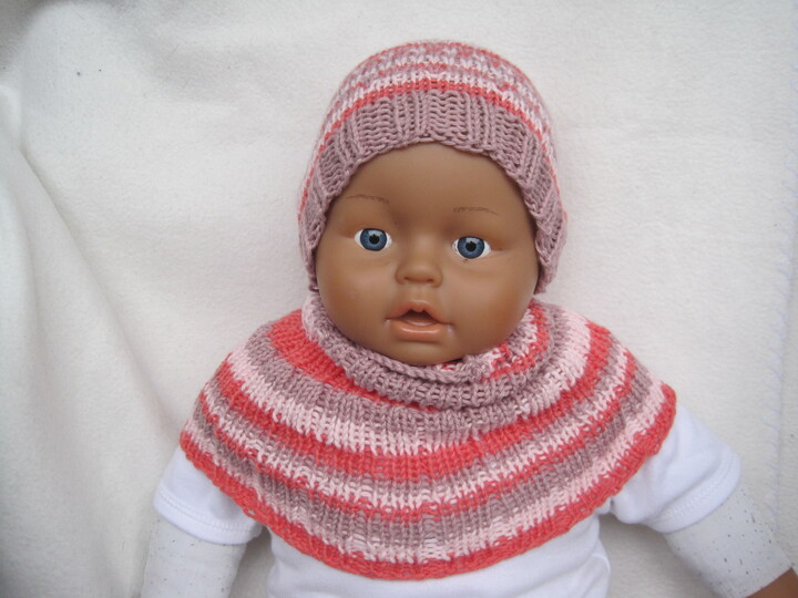 Strickanleitung Poncho und Baby Mütze, 2 Größen für Babys und Kleinkinder