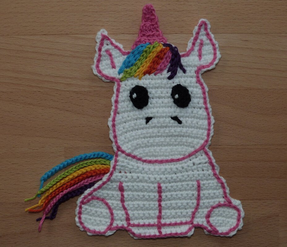 Häkelanleitung für eine niedliche Einhorn-Applikation