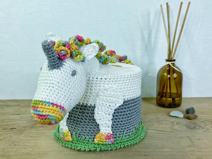 Klorollenhut Einhorn, Häkelanleitung