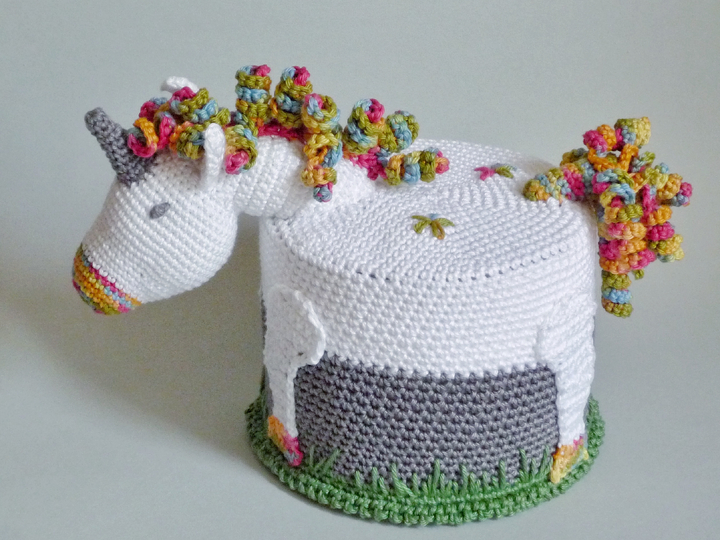 Klorollenhut Einhorn, Häkelanleitung